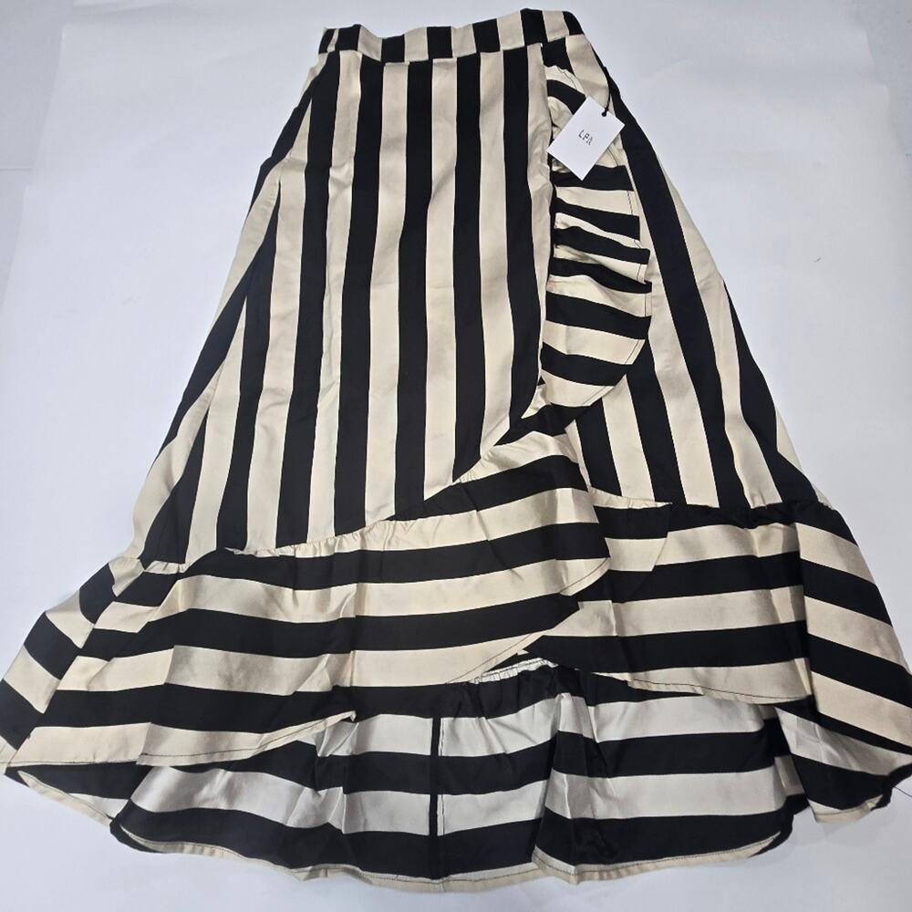 LPA Hi Low Ruffle Skirt in Black & White XS - Picture 2 of 12
